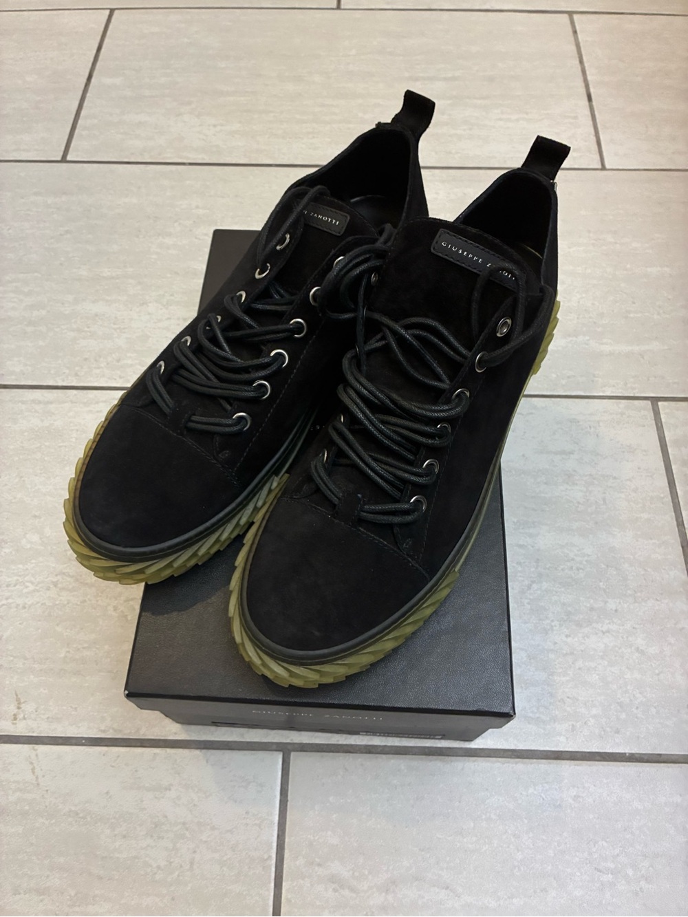 Giuseppe Zanotti Black Suede Sneakers Size 50
